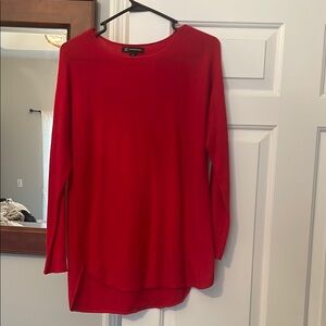 INC International Concepts Red Relaxed 3/4 Sleeve Sweater